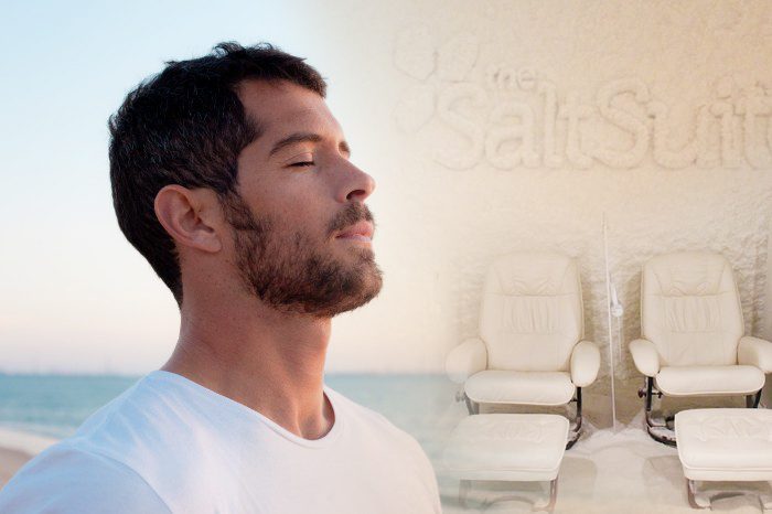 Man breathing easy with salt therapy.